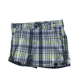 MTL More to Love Plaid‎ Shorts Size 14 Green Black Casual